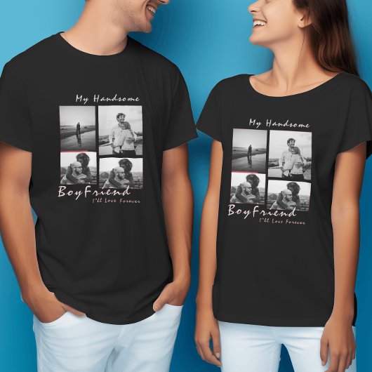 4-foto Collage Forever Boyfriend Valentijnsdag T-shirt