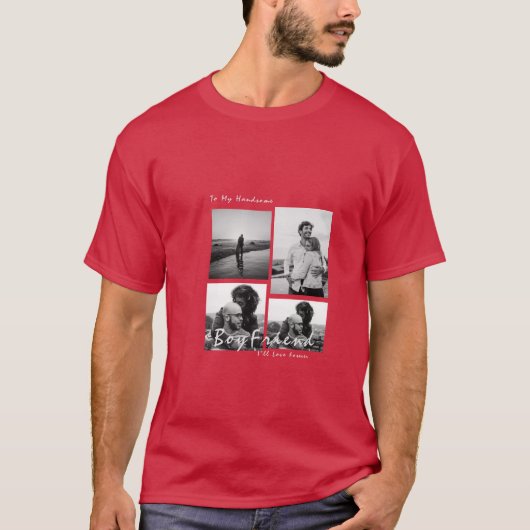 4-foto Collage Forever Boyfriend Valentijnsdag T-shirt (Voorkant)
