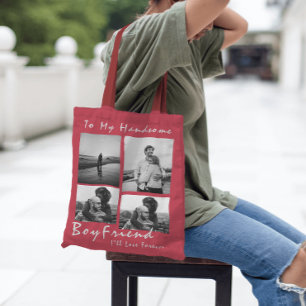 4-Foto Collage Forever Boyfriend Valentijnsdag Tote Bag