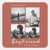4-foto Collage Forever Boyfriend Valentijns's Vierkante Sticker (Voorkant)