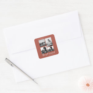 4-foto Collage Forever Boyfriend Valentijns's Vierkante Sticker