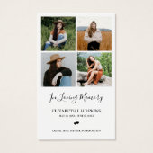 4 Foto Collage Funeral Memorial Prayer Kaarten Visitekaartje (Voorkant)