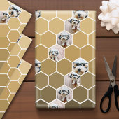 4 Foto Collage - funky hexagon patroon Gold Wrapp Inpakpapier Vel