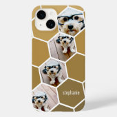 4 Foto Collage - funky hexagon patroon goud Case-Mate iPhone Case (Achterkant)