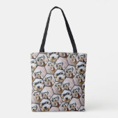 4 Foto Collage - funky hexagon patroon zwart Tote Bag (Achterkant)