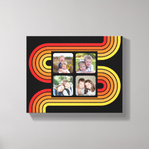 4 foto collage funky lijn kunst zwart zonsondergan canvas afdruk