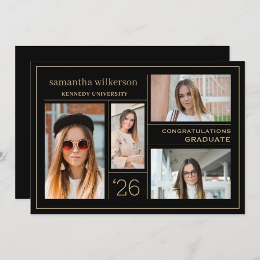 4 Foto Collage Gefeliciteerd Afstuderen Aankondiging (Voorkant / Achterkant)