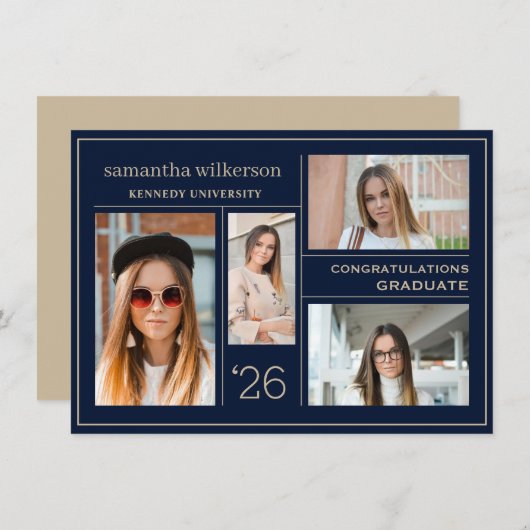 4 Foto Collage Gefeliciteerd Afstuderen Notitiekaartje (Voorkant / Achterkant)