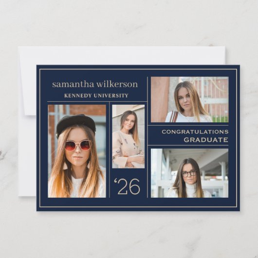 4 Foto Collage Gefeliciteerd Afstuderen Notitiekaartje (Voorkant)