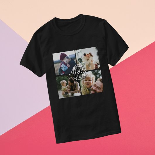 4 Foto Collage Gezinsherinnering Vaderdag T-shirt