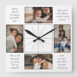 4 Foto Collage Gezinsmoment Samen Quotes Vierkante Klok