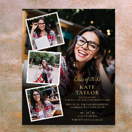 4 Foto Collage Gold Graduation Party Sign Poster