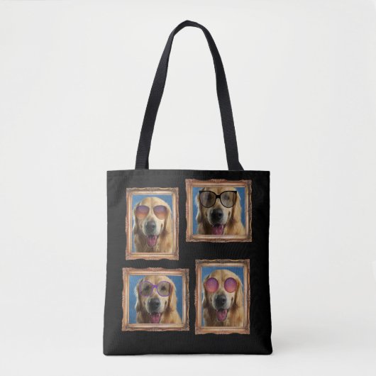 4 Foto Collage Gold Lijst Dogs Huisdieren Familie Tote Bag (Voorkant)
