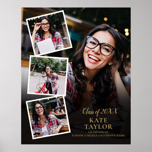 4 Foto Collage Goud Afstuderen Poster (Voorkant)