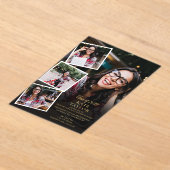 4 Foto Collage Gouden Afstudeerfeest  Acryl Uitnodigingen (Laagn)