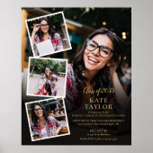 4 Foto Collage Gouden Afstudeerfeest Bord Poster (Voorkant)