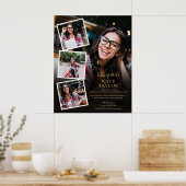 4 Foto Collage Gouden Afstudeerfeest Bord Poster (Keuken)
