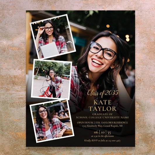 4 Foto Collage Gouden Afstudeerfeest Bord Poster
