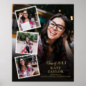 4 Foto Collage Gouden Afstudeerposter Poster (Voorkant)