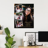 4 Foto Collage Gouden Afstudeerposter Poster (Thuiskantoor)