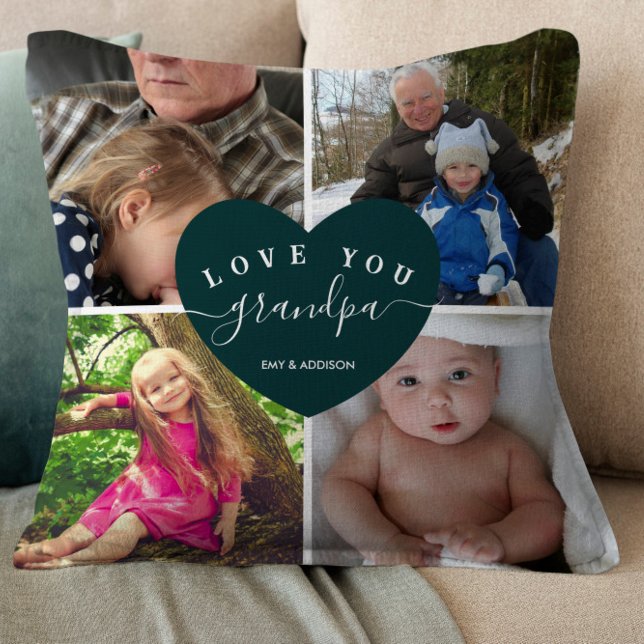 4 Foto collage Grandpa Gifts Personalized Family Kussen (Creator heeft geüpload)