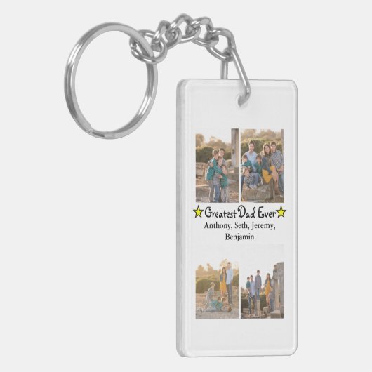4 Foto Collage Greatest Dad est DBL Vaderdag Sleutelhanger (Voorkant Links)