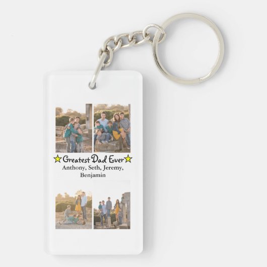 4 Foto Collage Greatest Dad est DBL Vaderdag Sleutelhanger (achterkant)