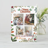 4 Foto Collage Groene Vakantie Kaart Vrolijk kerst (Staand voorkant)