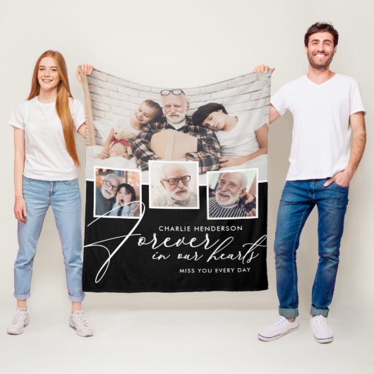 4-foto collage handgeschreven voor altijd in ons h fleece deken (In situ)