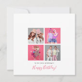 4 foto collage Happy Birthday Sister Name Pink Kaart (Voorkant)