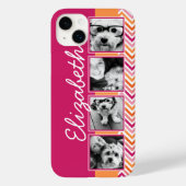 4 foto collage heet roze oranje chevrons Case-Mate iPhone case (Achterkant)