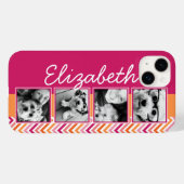 4 foto collage heet roze oranje chevrons Case-Mate iPhone case (Achterkant (horizontaal))
