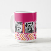 4 Foto Collage Heet Roze Oranje Chevrons Koffiemok (Voorkant links)