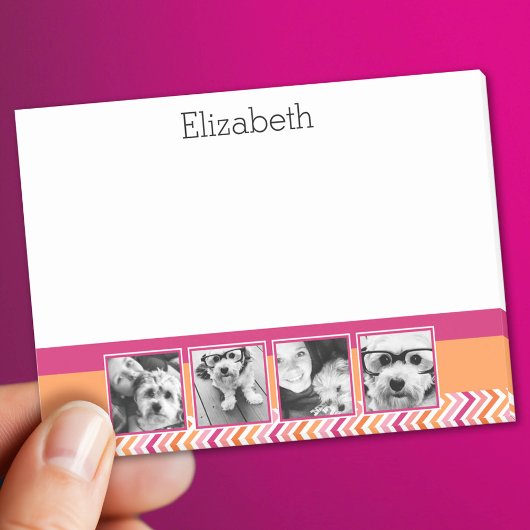 4 Foto Collage Heet Roze Oranje Chevrons Post-it® Notes