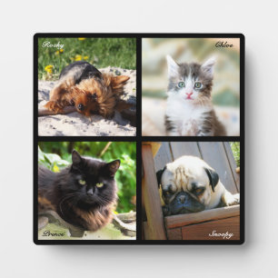 4 foto collage herdenking op zwart - vierkant fotoplaat