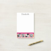 4 foto collage - hete roze oranje chevrons post-it® notes (Op bureau)