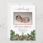 4 Foto Collage Holly | Berries Girl Birth Announc Aankondiging (Voorkant)