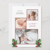 4 Foto Collage Holly | Berries Girl Birth Announc Aankondiging (Achterkant)