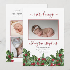 4 Foto Collage Holly | Berries Girl Birth Announc Aankondiging