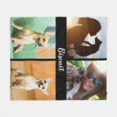 4 Foto Collage Hondendeken met Zwart | Fleece Deken (Voorkant (Horizontaal))