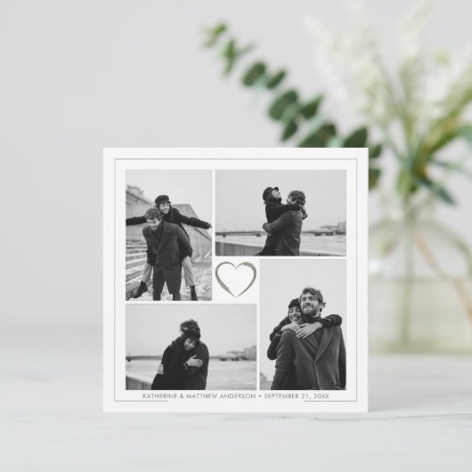4 Foto Collage Huwelijksjubileum Naam & Datum Aankondiging (Staand voorkant)