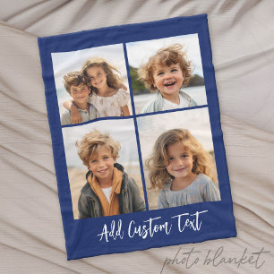 4 Foto Collage - je kan de blauwe achtergrond wijz Fleece Deken