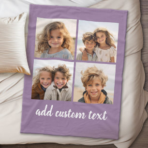 4 foto collage - je kan de paarse kleur veranderen fleece deken