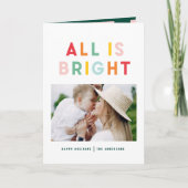 4 Foto collage kerst regenboogkleurig heldere kers Feestdagen Kaart (Voorkant)