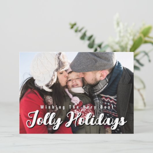 4 Foto Collage Kerstmis Feestdagenkaart (Staand voorkant)