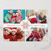 4 Foto Collage Kerstmis Folie Feestdagenkaart (Voorkant)