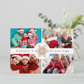 4 Foto Collage Kerstmis Folie Feestdagenkaart (Staand Voorkant)