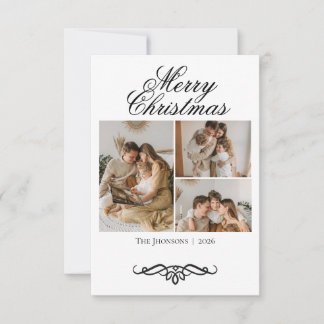 4 Foto Collage Kerstmis met Krullerig Schrift Bedankkaart