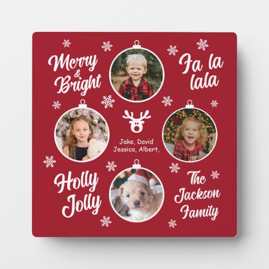4 Foto: Collage Kerstmis Red Plaque Fotoplaat (Voorkant)