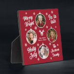 4 Foto: Collage Kerstmis Red Plaque Fotoplaat<br><div class="desc">Perfect cadeau om een feestelijke aanraking toe te voegen aan elk kerstcadeau dat je geeft. 6 Foto Collage Grandma Ornamenten Kerstrood</div>